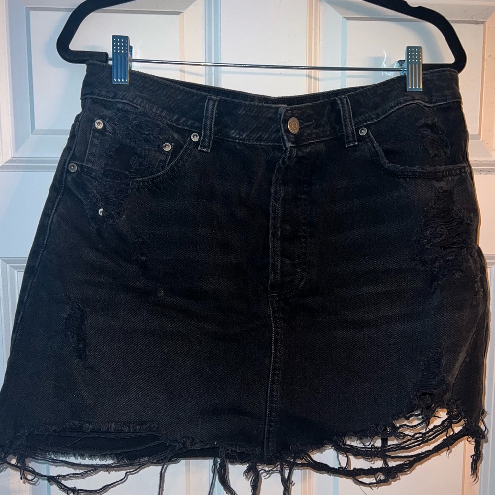 BOYISH black distressed mini skirt